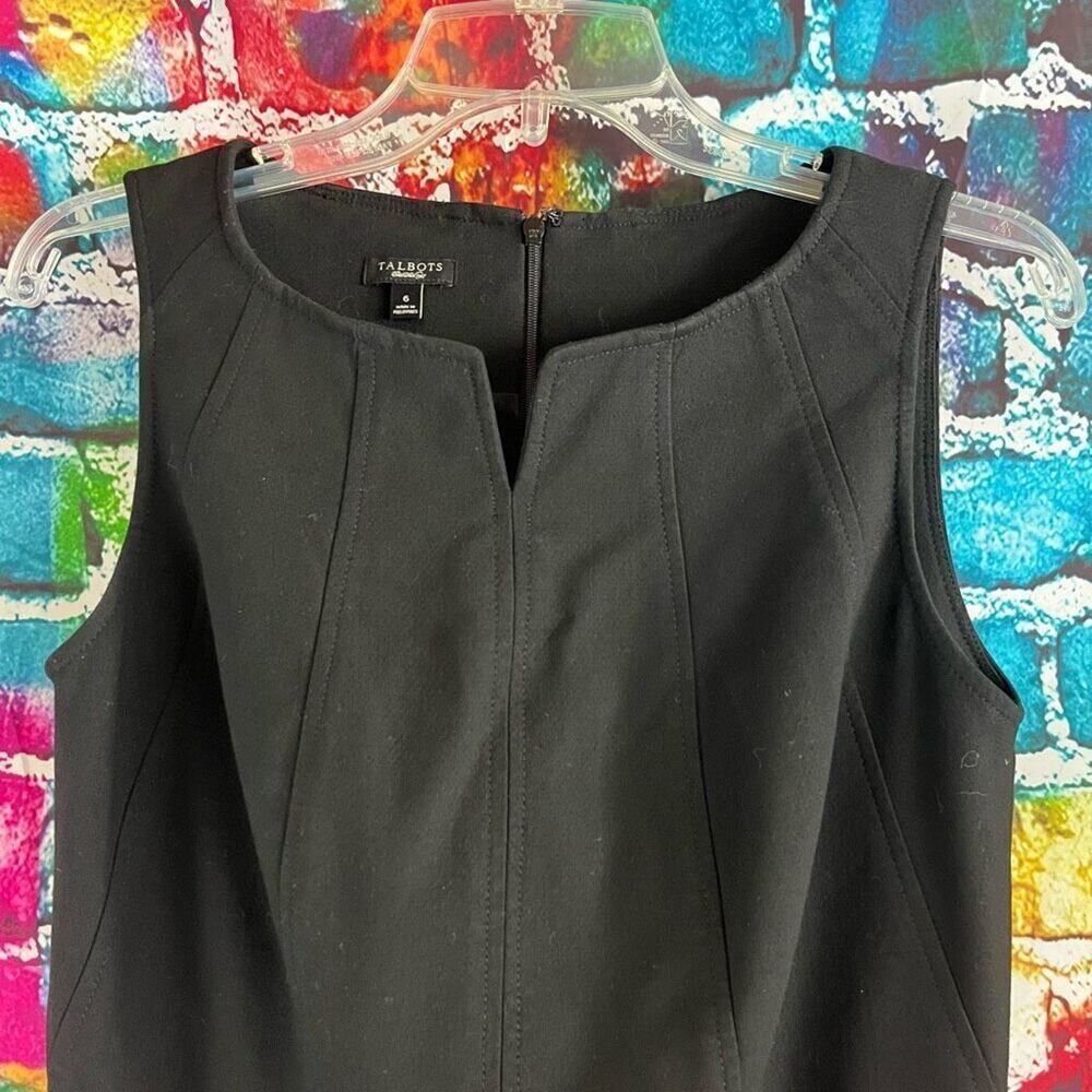 Talbots Black Sleeveless V-Neck Sheath Style Dress Size 6 Lined - Picture 3 of 6